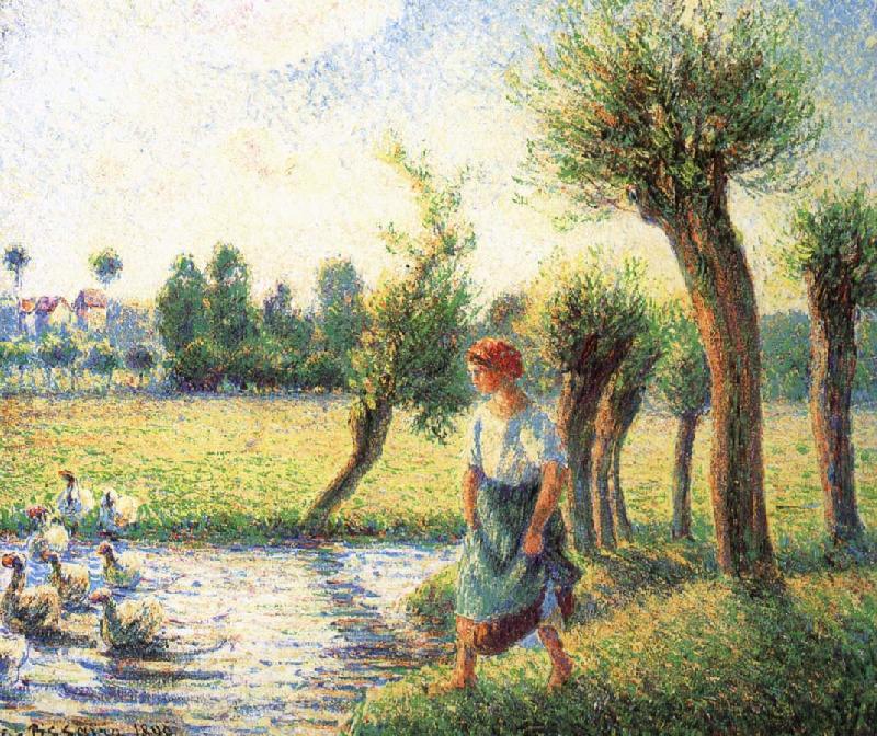 Camille Pissarro Ludas bank on women Norge oil painting art